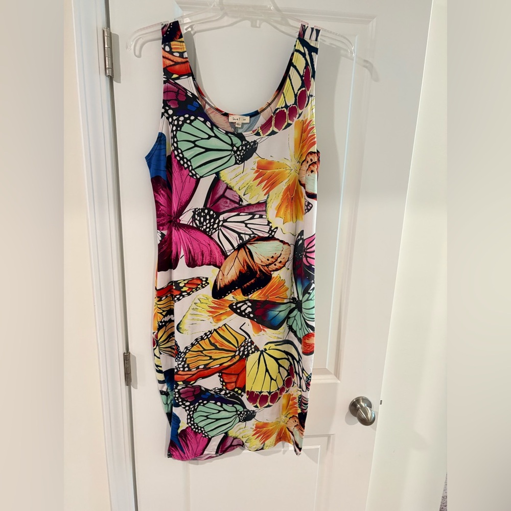 Love J Colorful Butterfly Print Midi Dress